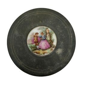 Di Alpen Vintage Antique Powder Box Music Retro Fragonard Victorian Art Puffs